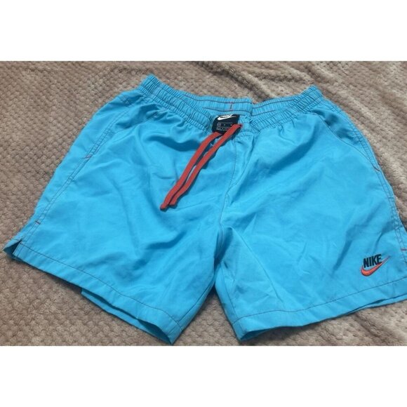 Nike Logo Embroidered  Teal & Dark Orange Woven Sports Shorts Size Medium - Picture 7 of 11